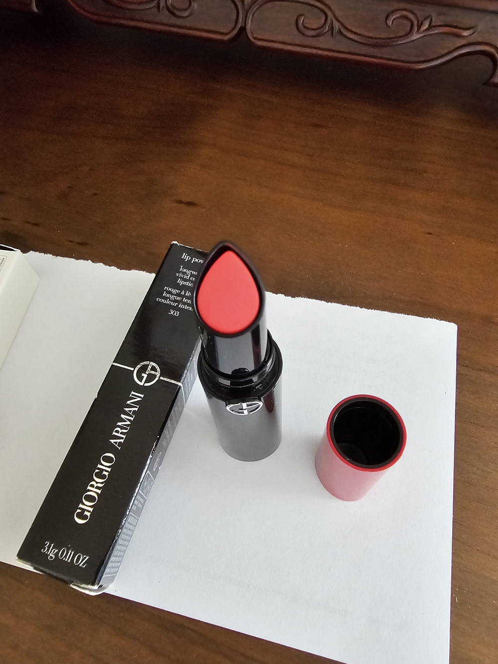 Giorgio Armani 303 Coral Pink Lipstick lip power